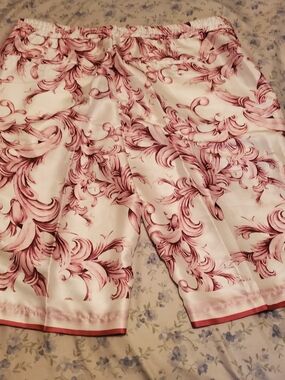 White Shorts with Pink Scroll Floral Print